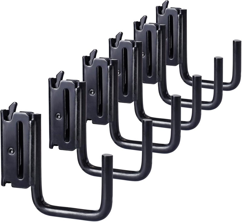 MorScan 6 Pack 2" E Track J Hooks Heavy Duty Black Steel E-Track Tie Down Accessories for Box Truck, Enclosed Trailer, Garage, Vans, Warehouse, Workshop - Image 1